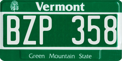 VT license plate BZP358