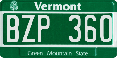 VT license plate BZP360