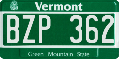 VT license plate BZP362
