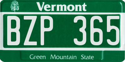 VT license plate BZP365