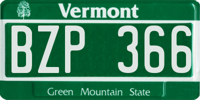 VT license plate BZP366