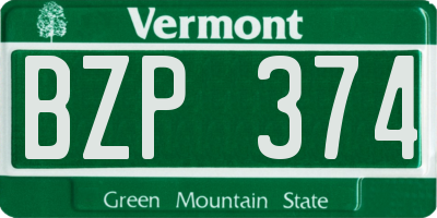 VT license plate BZP374