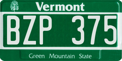 VT license plate BZP375