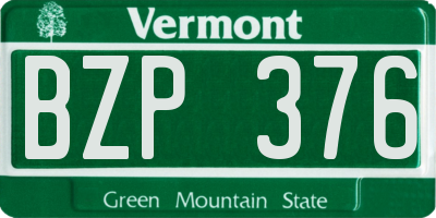 VT license plate BZP376
