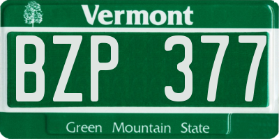 VT license plate BZP377