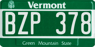 VT license plate BZP378