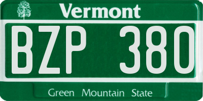 VT license plate BZP380