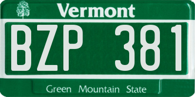 VT license plate BZP381
