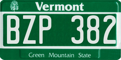 VT license plate BZP382