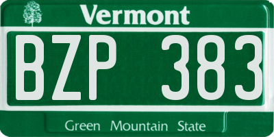 VT license plate BZP383