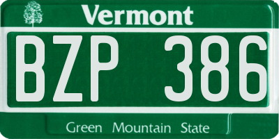 VT license plate BZP386