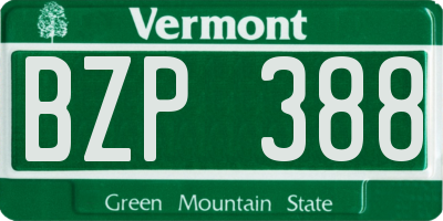 VT license plate BZP388