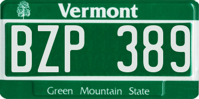 VT license plate BZP389