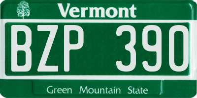 VT license plate BZP390