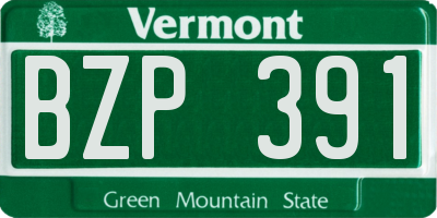 VT license plate BZP391