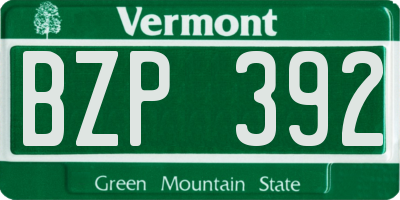 VT license plate BZP392