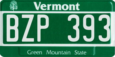 VT license plate BZP393