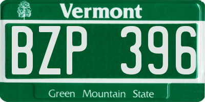 VT license plate BZP396