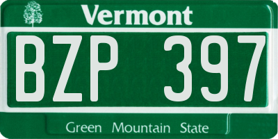 VT license plate BZP397