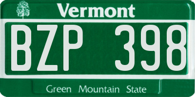 VT license plate BZP398