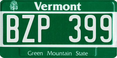 VT license plate BZP399