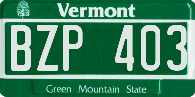 VT license plate BZP403