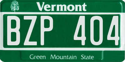 VT license plate BZP404