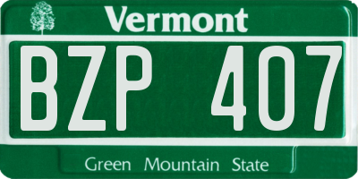 VT license plate BZP407