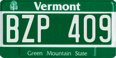VT license plate BZP409