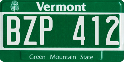 VT license plate BZP412