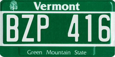 VT license plate BZP416