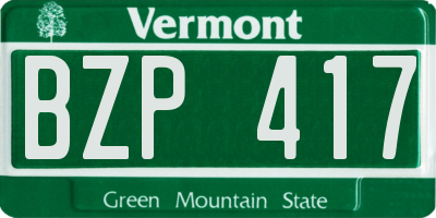 VT license plate BZP417