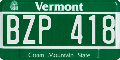 VT license plate BZP418