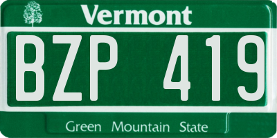 VT license plate BZP419