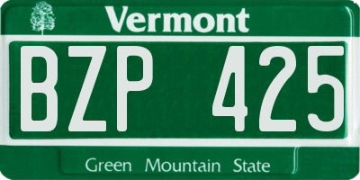 VT license plate BZP425