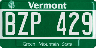 VT license plate BZP429