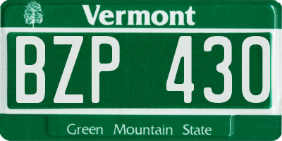 VT license plate BZP430