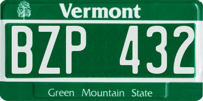 VT license plate BZP432