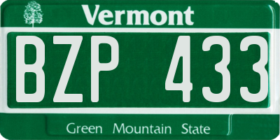 VT license plate BZP433