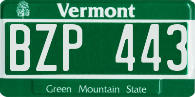 VT license plate BZP443