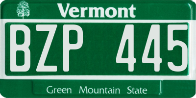 VT license plate BZP445