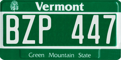 VT license plate BZP447