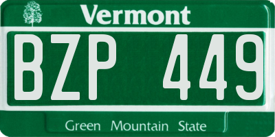 VT license plate BZP449