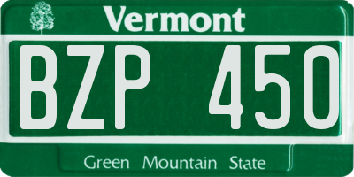 VT license plate BZP450