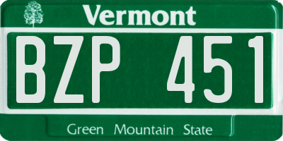 VT license plate BZP451