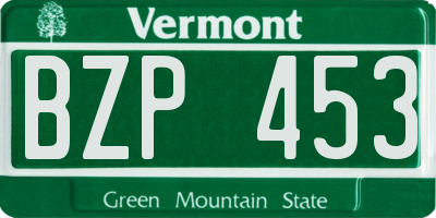 VT license plate BZP453