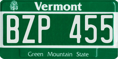 VT license plate BZP455