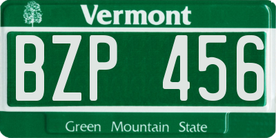 VT license plate BZP456