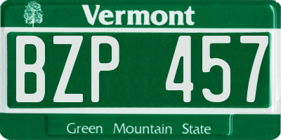 VT license plate BZP457