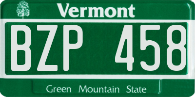 VT license plate BZP458